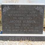 PRETORIUS Jacoba Alberta nee KRIEL 1891-1982