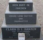 HANSEN Clara D.L. nee SCHULENBURG 1884-1978