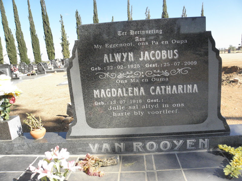 ROOYEN Alwyn Jacobus, van 1925-2009 & Magdalena Catharina 1918-