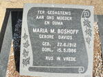 BOSHOFF Maria M. nee DAVIDS 1912-1986
