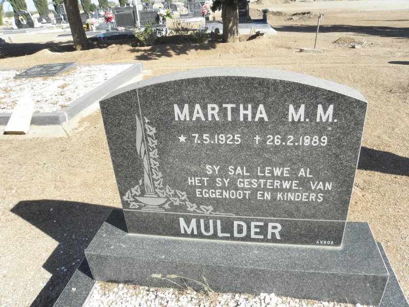 MULDER Martha M.M. 1925-1989