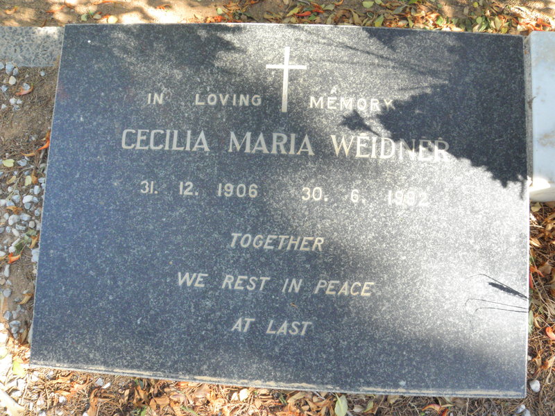 WEIDNER Peter Joseph 1898-1984 & Cecilia Maria 1906-1982