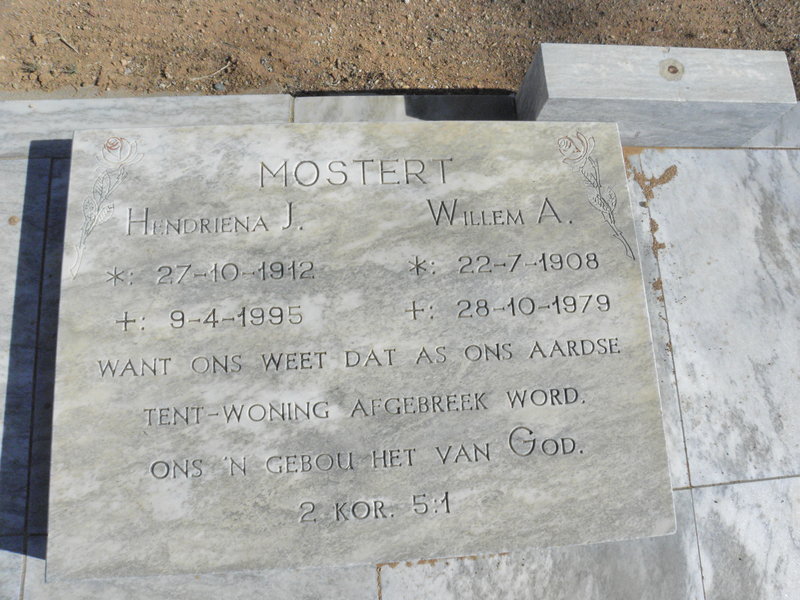 MOSTERT Willem A. 1908-1979 & Hendriena J. 1912-1995