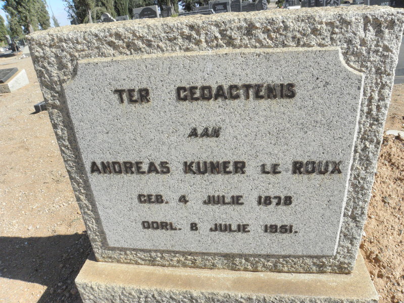 ROUX Andreas Kuner, le 1878-1951