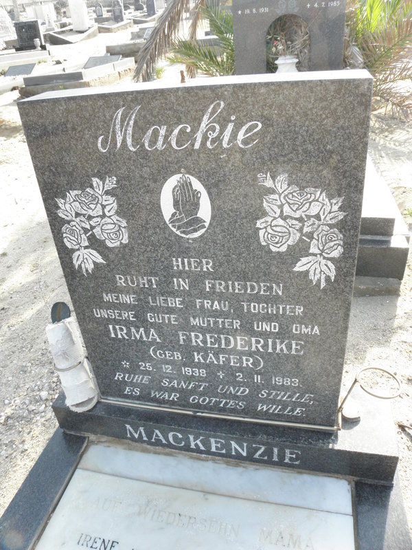 MACKENZIE Irma Frederike nee KAFER 1938-1983
