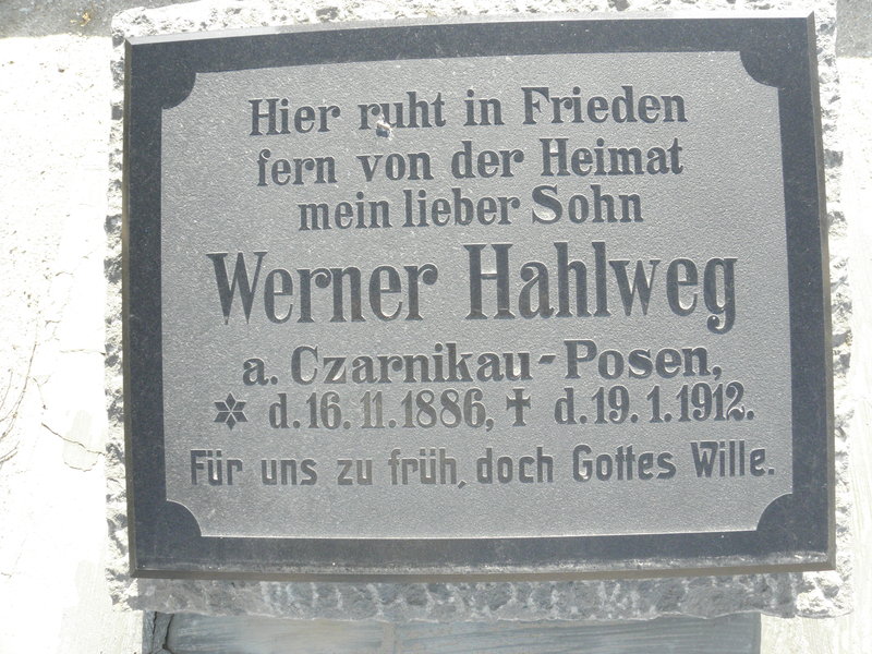 HAHLWEG Werner 1886-1912