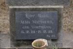 MATTHEWS Alma nee WORTMANN 1929-1959