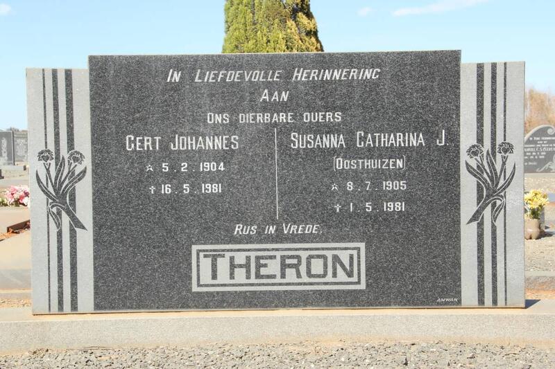 THERON Gert Johannes 1904-1981 & Susanna Catharina J. OOSTHUIZEN 1905-1981