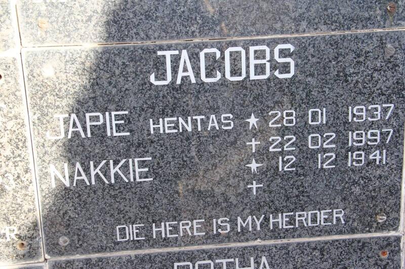 JACOBS Japie 1937-1997 & Nakkie 1941-