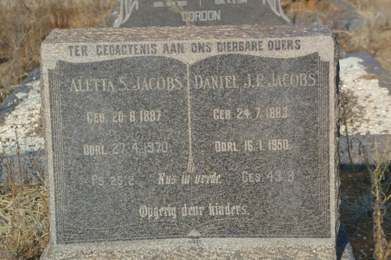 JACOBS Daniel J.P. 1883-1950 & Aletta S. 1887-1970