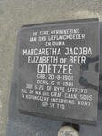 COETZEE Margaretha Jacoba Elizabeth De Beer 1901-1981