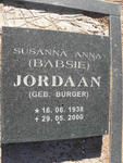 JORDAAN Susanna Anna nee BURGER 1938-2000