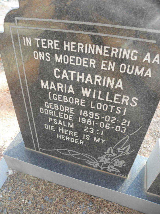 WILLERS Catharina Maria nee LOOTS 1895-1981