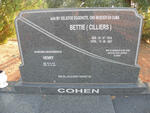 COHEN Henry 1917-2011 & Bettie CILLIERS 1918-2007
