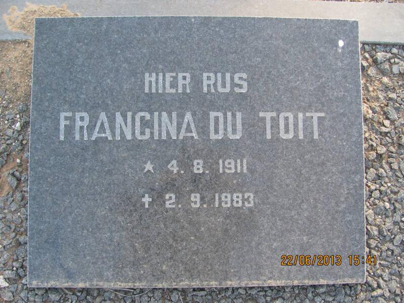 TOIT Francina, du 1911-1983