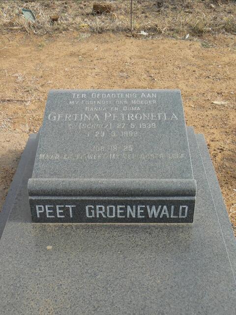 GROENEWALD Gertina Petronella geb SCHOLZ 1939-1992