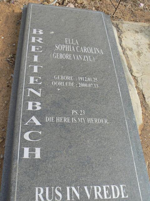 BREITENBACH Ella Sophia Carolina geb VAN ZYL 1912-2000