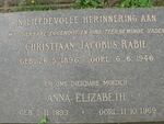 RABIE Christiaan Jacobus 1896-1946 & Anna Elizabeth 1893-1969