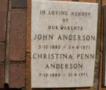 ANDERSON John Anderson 1882-1971 & Christina Penn 1885-1971