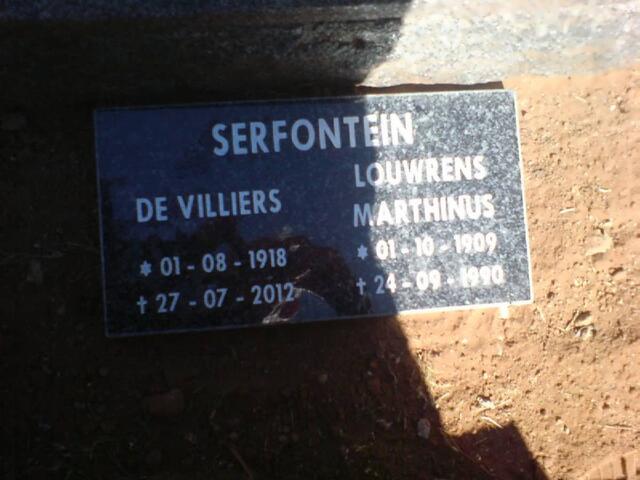 SERFONTEIN Louwrens Marthinus 1909-1990 :: SERFONTEIN De Villiers 1918-2012