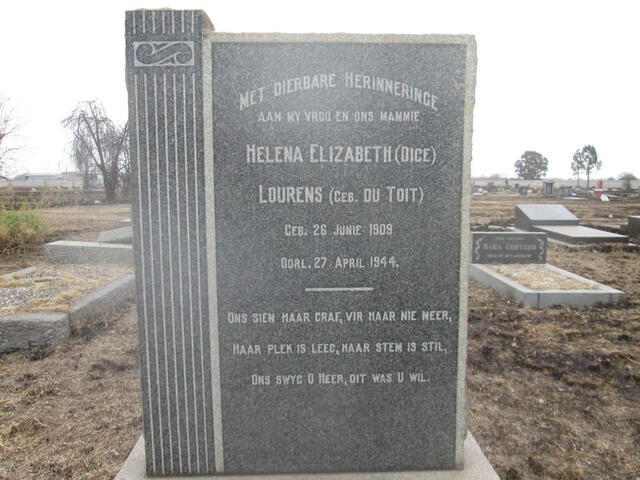LOURENS Helena Elizabeth nee DU TOIT 1909-1944