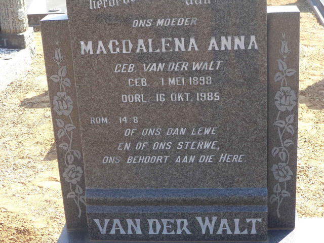 WALT Magdalena Anna, van der nee VAN DER WALT 1898-1985
