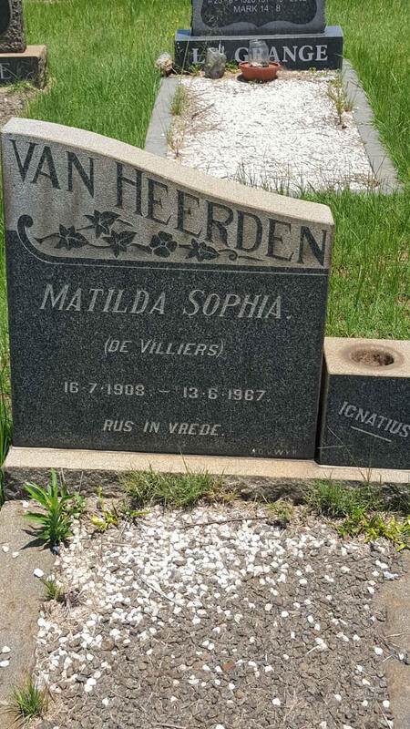 HEERDEN Matilda Sophia, van nee DE VILLIERS 1908-1967