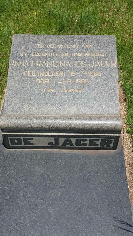 JAGER Anna Francina, de nee MULLER 1925-1968