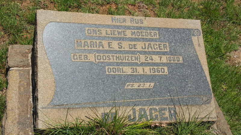 JAGER Maria E.S., de nee OOSTHUIZEN 1880-1960