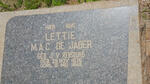 JAGER Lettie M.A.C., de nee J.V. RENSBURG 1876-1948