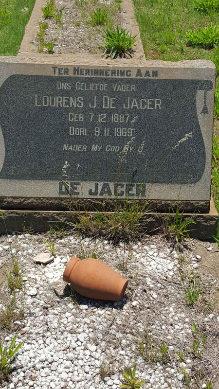JAGER Lourens J., de 1887-1969