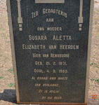 HEERDEN Susara Aletta Elizabeth, van nee VAN RENSBURG 1871-1953