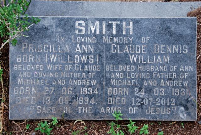 SMITH Claude Dennis William 1931-2012 & Priscilla Ann WILLOWS 1934-1994