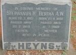 HEYNS Stephanus H. 1897-1959 & Bertha A.W. 1892-1969