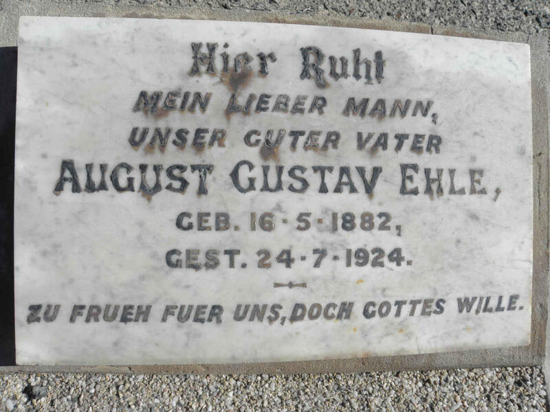 EHLE August Gustav 1882-1924