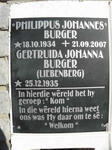 BURGER Philippus Johannes 1934-2007 & Gertruida Johanna LIEBENBERG 1935-
