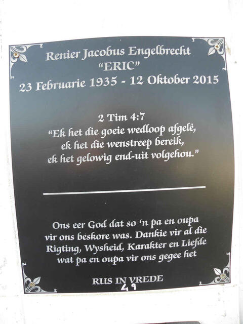 ENGELBRECHT Renier Jacobus 1935-2015