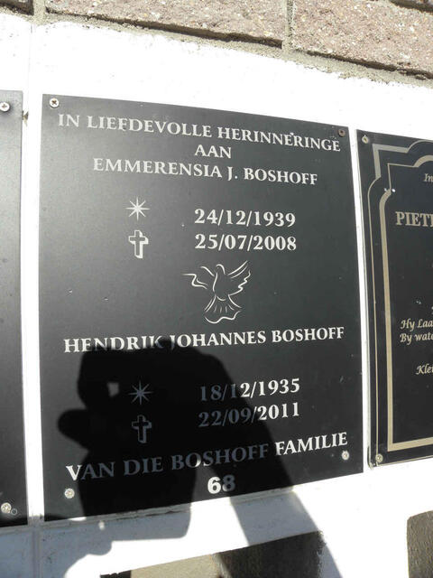 BOSHOFF Hendrik Johannes 1935-2011 & Emmerensia J. 1939-2008