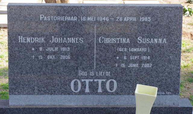 OTTO Hendrik Johannes 1913-2006 & Christina Susanna LOMBARD 1914-2002