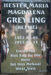 GREYLING Hester Maria Magdalena 1922-2015