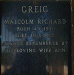 GREIG Malcolm Richard 1921-1985