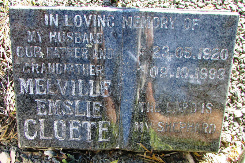 CLOETE Melville Emslie 1920-1993