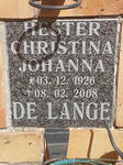 LANGE Hester Christina Johanna, de 1926-2008