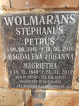 WOLMARANS Stephanus Petrus 1945-2010 & Magdalena Johanna Magrietha 1946-2012