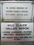 RIPPON Alison Juanita 1940-2001 :: RIPPON Kyle Claude Hallier 1935-2007