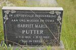 PUTTER Harriet Maria 1901-1983