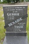 BENADIE Tonie 1914-1994 & Gerrie 1909-1985