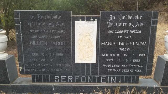SERFONTEIN Willem Jacob 1909-1982 & Maria Wilhelmina BOTHA 1913-1983