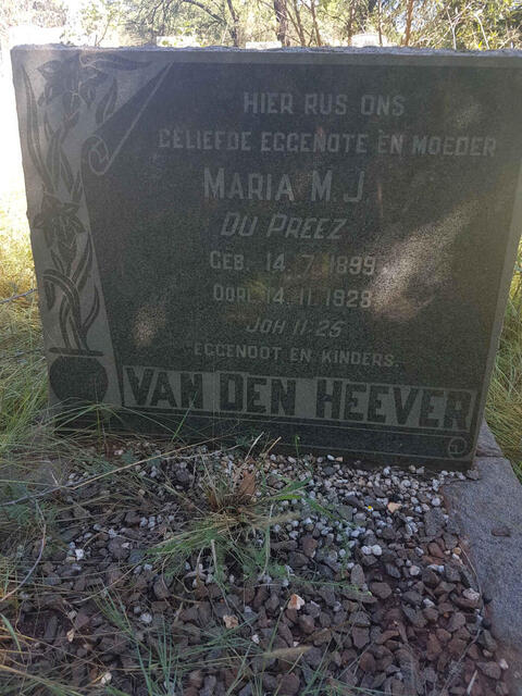 HEEVER Maria M.J., van den nee DU PREEZ 1899-1928
