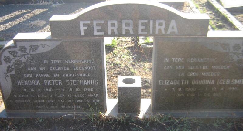 FERREIRA Hendrik Pieter Stephanus 1910-1982 & Elizabeth Boudina SMIT 1906-199?